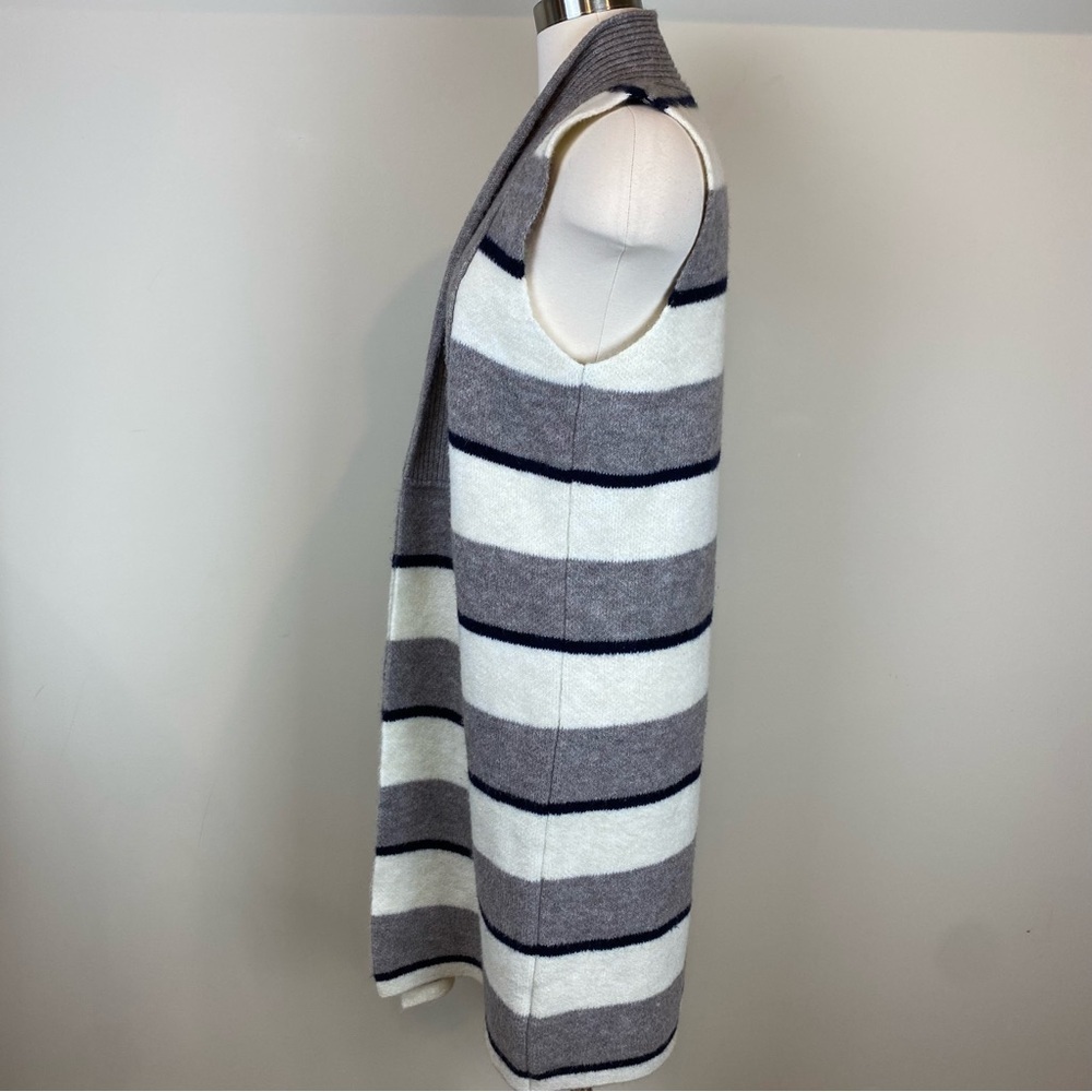 Anthropologie Pencey Sleeveless Cardigan Vest Knee‎ Length Sz S Striped Longline - Picture 9 of 14